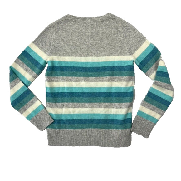 C&C California Sweater Women Size XSmall Blue Gray 100% 2 Ply Cashmere Stripe - Picture 3 of 8